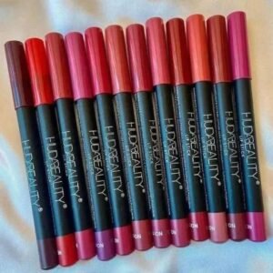 12pcs Huda Beauty Matte Lip Pencils Set - Bold & Vibrant Colors