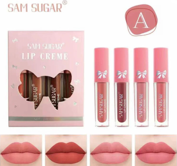 Sam Sugar Lip Creme 4Pcs Set - Moisturizing & Long-Lasting Lip Creams