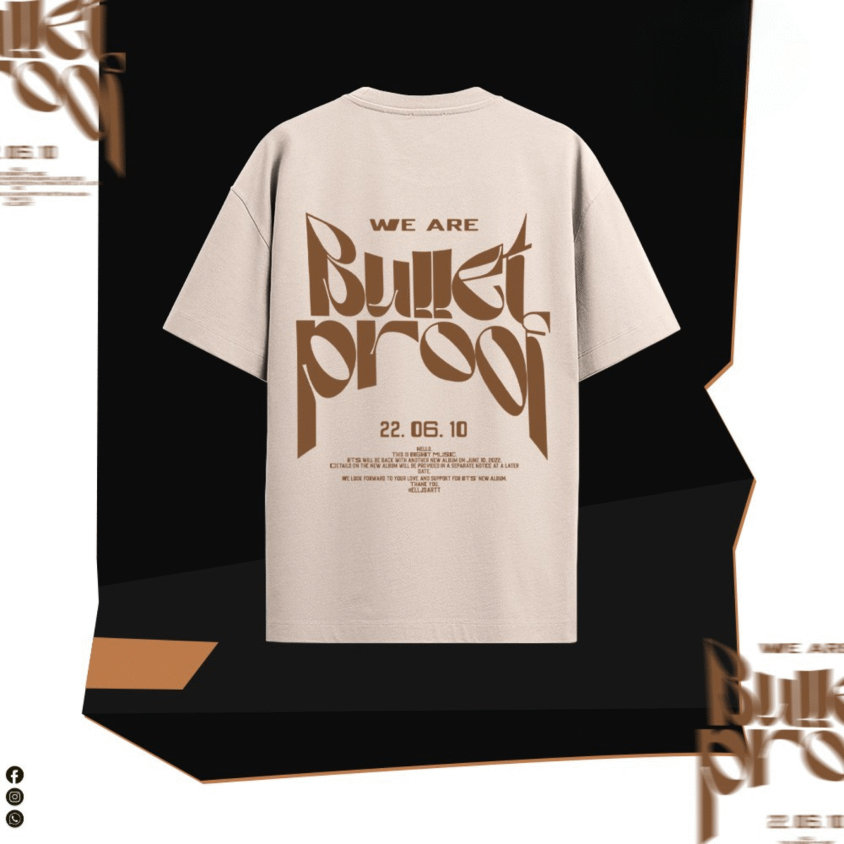 We Are Bulletproof-Oversized Graphic T-Shirt – Sand Beige - Image 2