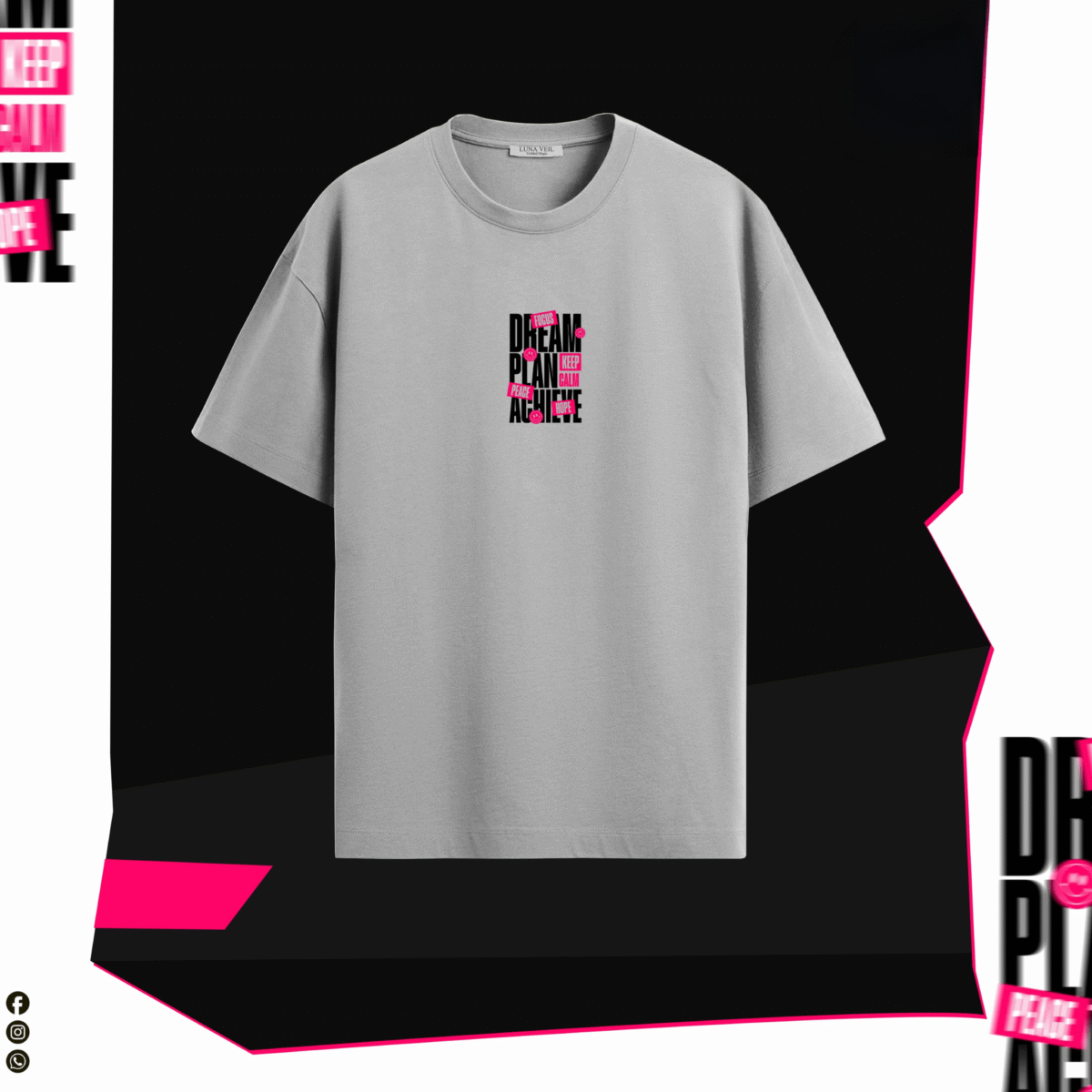 Dream. Plan. Achieve." Athletic Fit T-Shirt – Grey Edition - Image 1