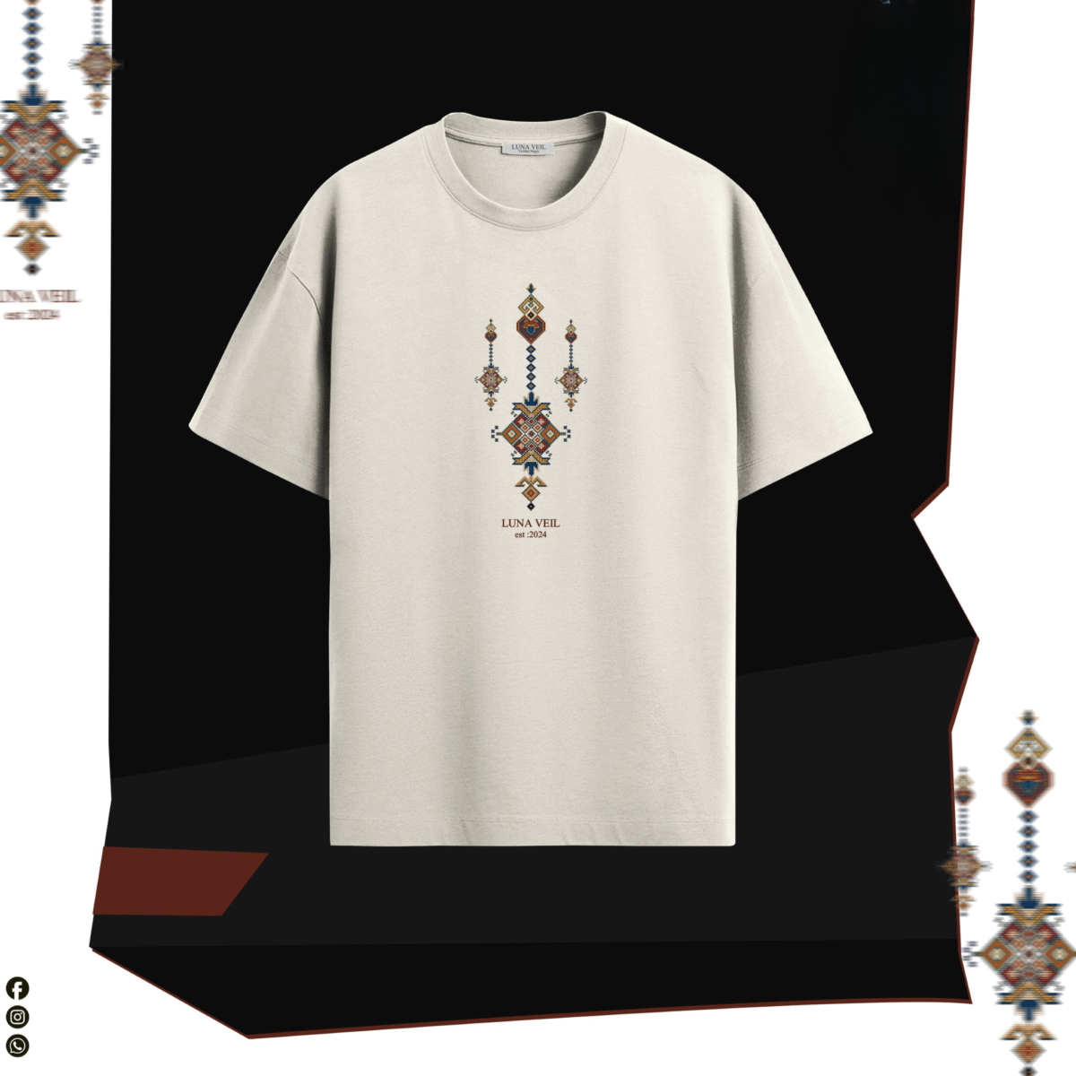 Luna Veil Geometric Print T-Shirt – Timeless Art in Motion - Image 1