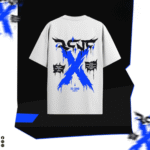 Abstract Blue X Graphic T-Shirt – Bold Minimalism in Motion - Image 2