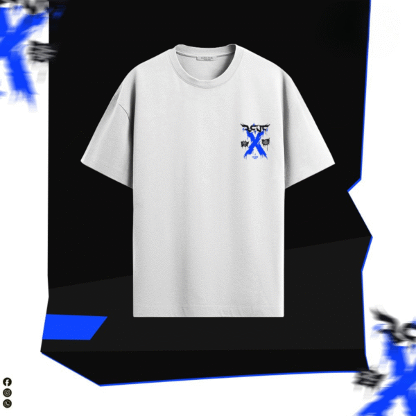 Abstract Blue X Graphic T-Shirt – Bold Minimalism in Motion
