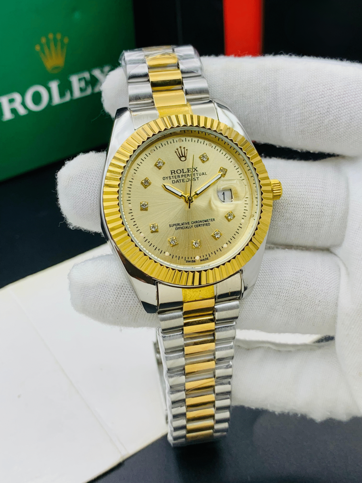 Rolex-Inspired Watch with Date Function & Magnifier Glass – New Colors - Image 1