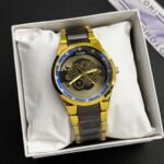 TOMI Skeleton Dial Watch for Men – Metallic Chain | Quartz Movement | Gift Box Included - Image 5