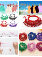 Portable Elastic Rope Washing Line With 12 Clips  Random Colors